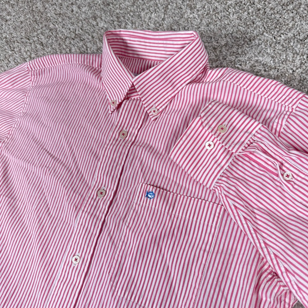 Southern Tide Shirt Mens Medium Nantucket Red Striped Button Down Stretch Preppy